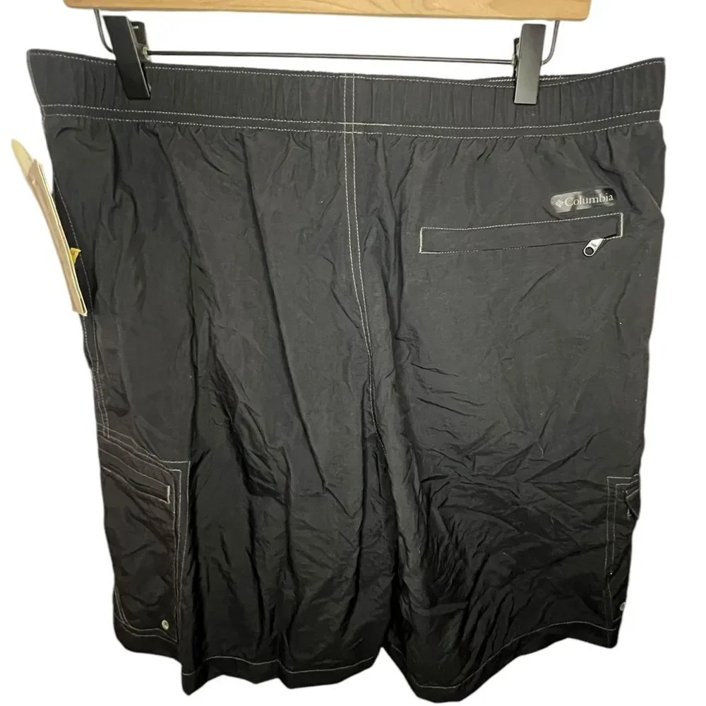 Columbia Men’s Cargo Swim Shorts Omni-Shade UPF 50 Quick-Dry Black L NWT